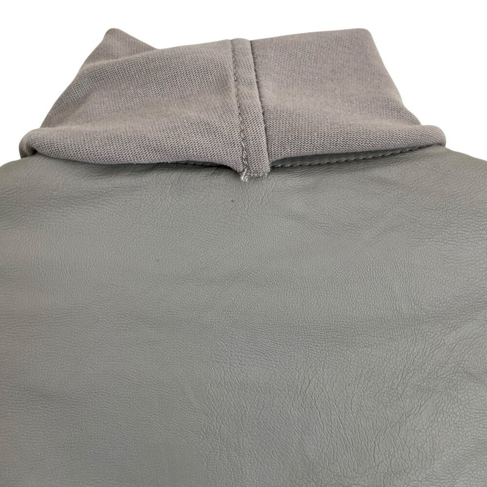 Blank NYC Womens Gray Asymmetrical Full Zip Drape Moto Jacket Faux Leather Small - Picture 13 of 16